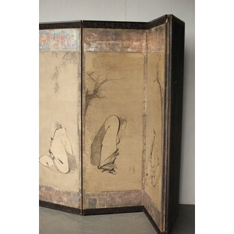 倣 雲谷等顔 仙人図 半双紙本屏風　Z446 