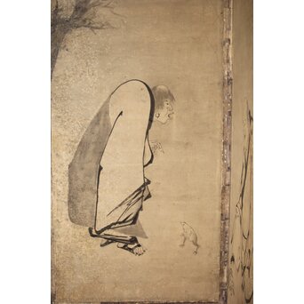 倣 雲谷等顔 仙人図 半双紙本屏風　Z446 