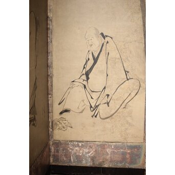 倣 雲谷等顔 仙人図 半双紙本屏風　Z446 