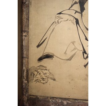 倣 雲谷等顔 仙人図 半双紙本屏風　Z446 