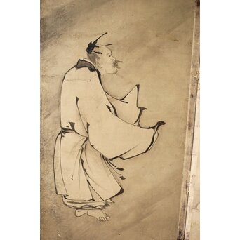 倣 雲谷等顔 仙人図 半双紙本屏風　Z446 