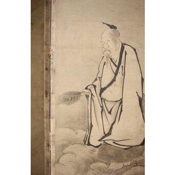 倣 雲谷等顔 仙人図 半双紙本屏風　Z446 