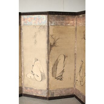 倣 雲谷等顔 仙人図 半双紙本屏風　Z446 