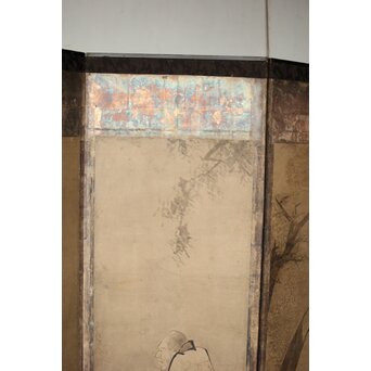 倣 雲谷等顔 仙人図 半双紙本屏風　Z446 