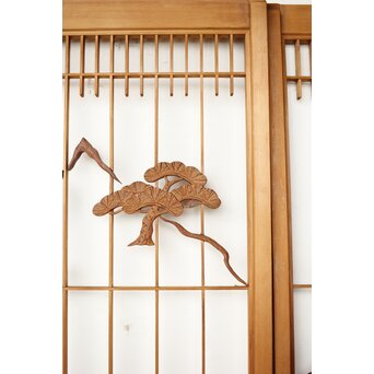 鶴亀木彫組子書院 4枚1組　R0359 