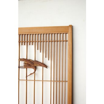 鶴亀木彫組子書院 4枚1組　R0359 