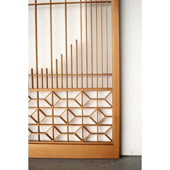 鶴亀木彫組子書院 4枚1組　R0359 