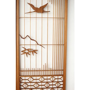 鶴亀木彫組子書院 4枚1組　R0359 