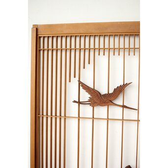 鶴亀木彫組子書院 4枚1組　R0359 