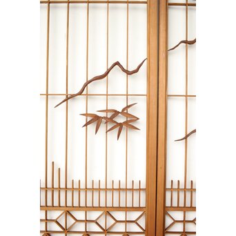 鶴亀木彫組子書院 4枚1組　R0359 