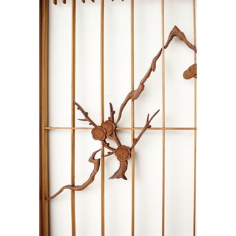 鶴亀木彫組子書院 4枚1組　R0359 