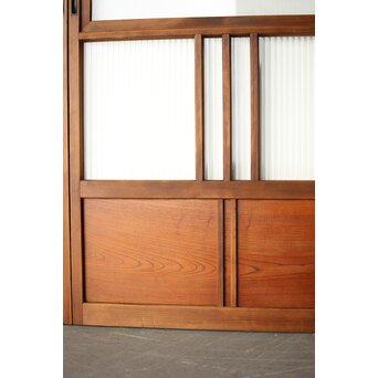 細分化モールガラス戸 4枚1組　GD0194 腰板は欅板