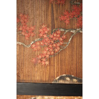 紅葉に鹿 唐人図 板絵板戸 2枚1組　B1050 