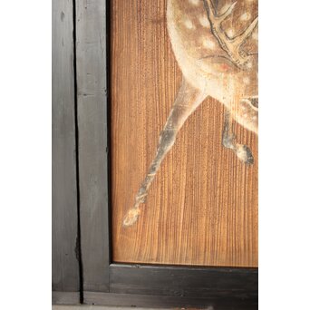 紅葉に鹿 唐人図 板絵板戸 2枚1組　B1050 