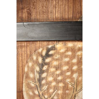 紅葉に鹿 唐人図 板絵板戸 2枚1組　B1050 