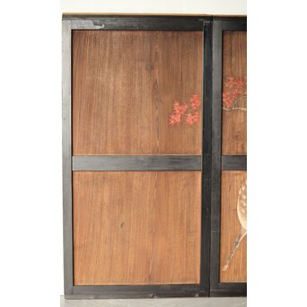 紅葉に鹿 唐人図 板絵板戸 2枚1組　B1050 