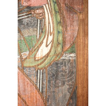 紅葉に鹿 唐人図 板絵板戸 2枚1組　B1050 