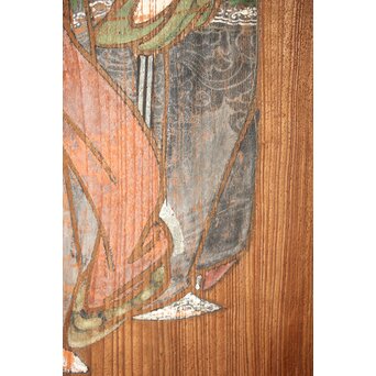 紅葉に鹿 唐人図 板絵板戸 2枚1組　B1050 