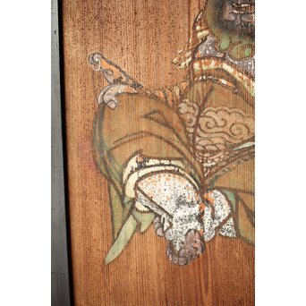 紅葉に鹿 唐人図 板絵板戸 2枚1組　B1050 