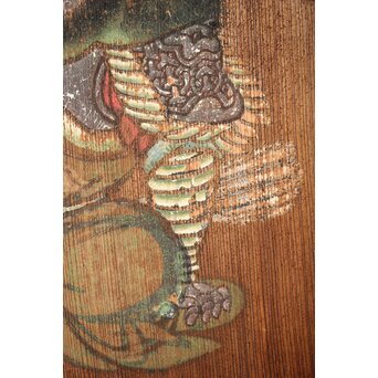 紅葉に鹿 唐人図 板絵板戸 2枚1組　B1050 