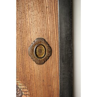 紅葉に鹿 唐人図 板絵板戸 2枚1組　B1050 