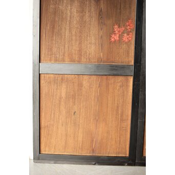 紅葉に鹿 唐人図 板絵板戸 2枚1組　B1050 