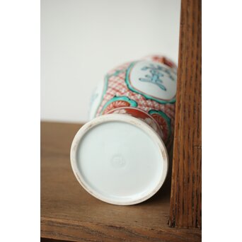 永楽善五郎 赤絵龍耳花入 即中斎箱 永楽桃色真田紐　P424 