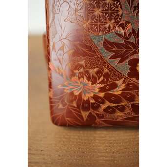 村上三彩彫 堆漆彫菓子器　Q342 