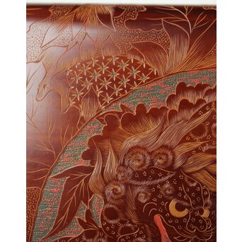 村上三彩彫 堆漆彫菓子器　Q342 