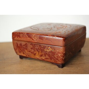 村上三彩彫 堆漆彫菓子器　Q342 