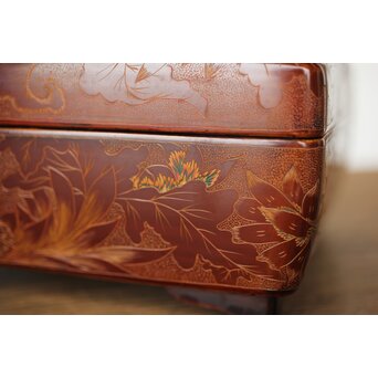 村上三彩彫 堆漆彫菓子器　Q342 