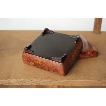 村上三彩彫 堆漆彫菓子器　Q342 