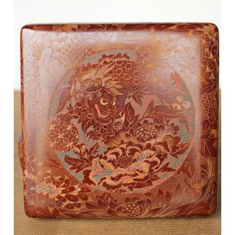 村上三彩彫 堆漆彫菓子器　Q342 