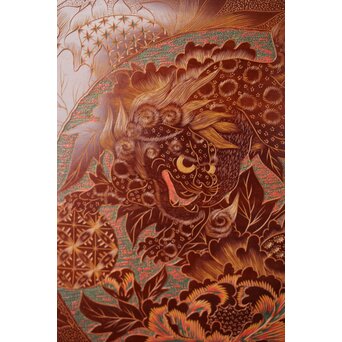 村上三彩彫 堆漆彫菓子器　Q342 