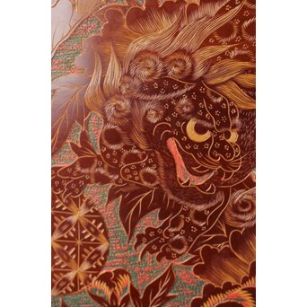 村上三彩彫 堆漆彫菓子器　Q342 