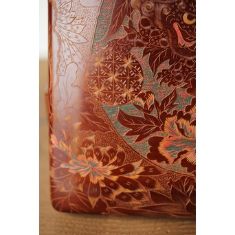 村上三彩彫 堆漆彫菓子器　Q342 