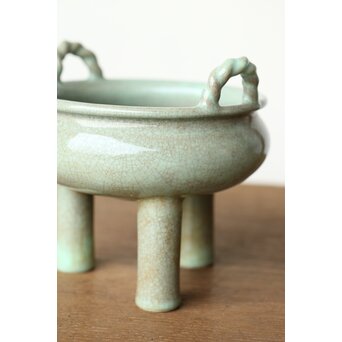 加賀瑞山 萬古焼青磁香炉　P425 