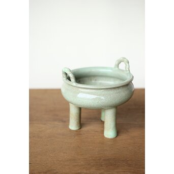 加賀瑞山 萬古焼青磁香炉　P425