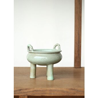 加賀瑞山 萬古焼青磁香炉　P425 