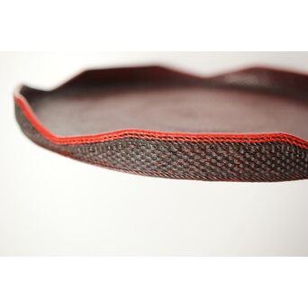 平壌府 松寿堂 紙捻漆器 山形茶盆/煎茶盆 朝鮮工芸 共箱　Q343 