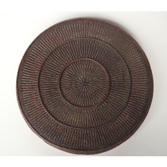 平壌府 松寿堂 紙捻漆器 山形茶盆/煎茶盆 朝鮮工芸 共箱　Q343 