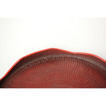 平壌府 松寿堂 紙捻漆器 山形茶盆/煎茶盆 朝鮮工芸 共箱　Q343 