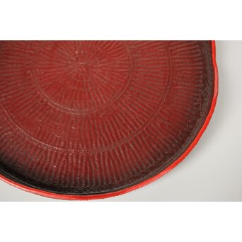 平壌府 松寿堂 紙捻漆器 山形茶盆/煎茶盆 朝鮮工芸 共箱　Q343 