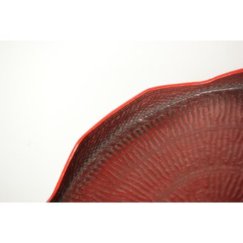 平壌府 松寿堂 紙捻漆器 山形茶盆/煎茶盆 朝鮮工芸 共箱　Q343 