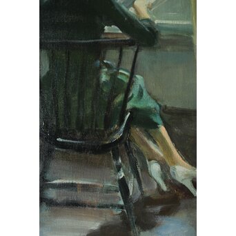 木下孝則「読書する女」6号 油彩画 額装 日動画廊シール　Z447 