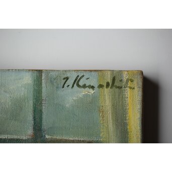 木下孝則「読書する女」6号 油彩画 額装 日動画廊シール　Z447 