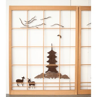 奈良風景 五重塔と鹿 書院 2枚1組　R0364 