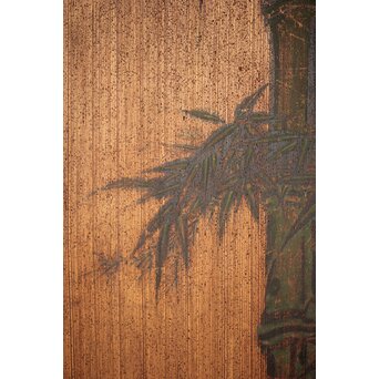 竹松板絵 砂ずり一枚板建具 2枚1組　B1052Y 砂ずり地の仕上げ