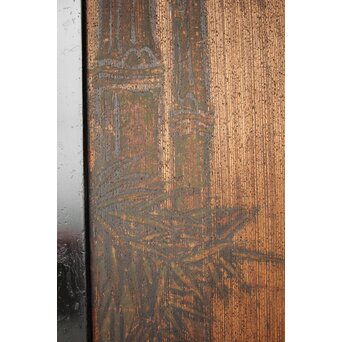 竹松板絵 砂ずり一枚板建具 2枚1組　B1052Y 