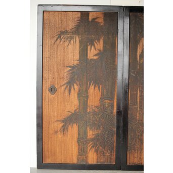 竹松板絵 砂ずり一枚板建具 2枚1組　B1052Y 